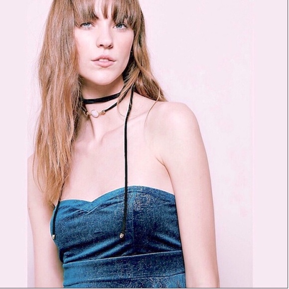 Free People Shattered Velvet Shine Strapless Dress large - Picture 2 of 4